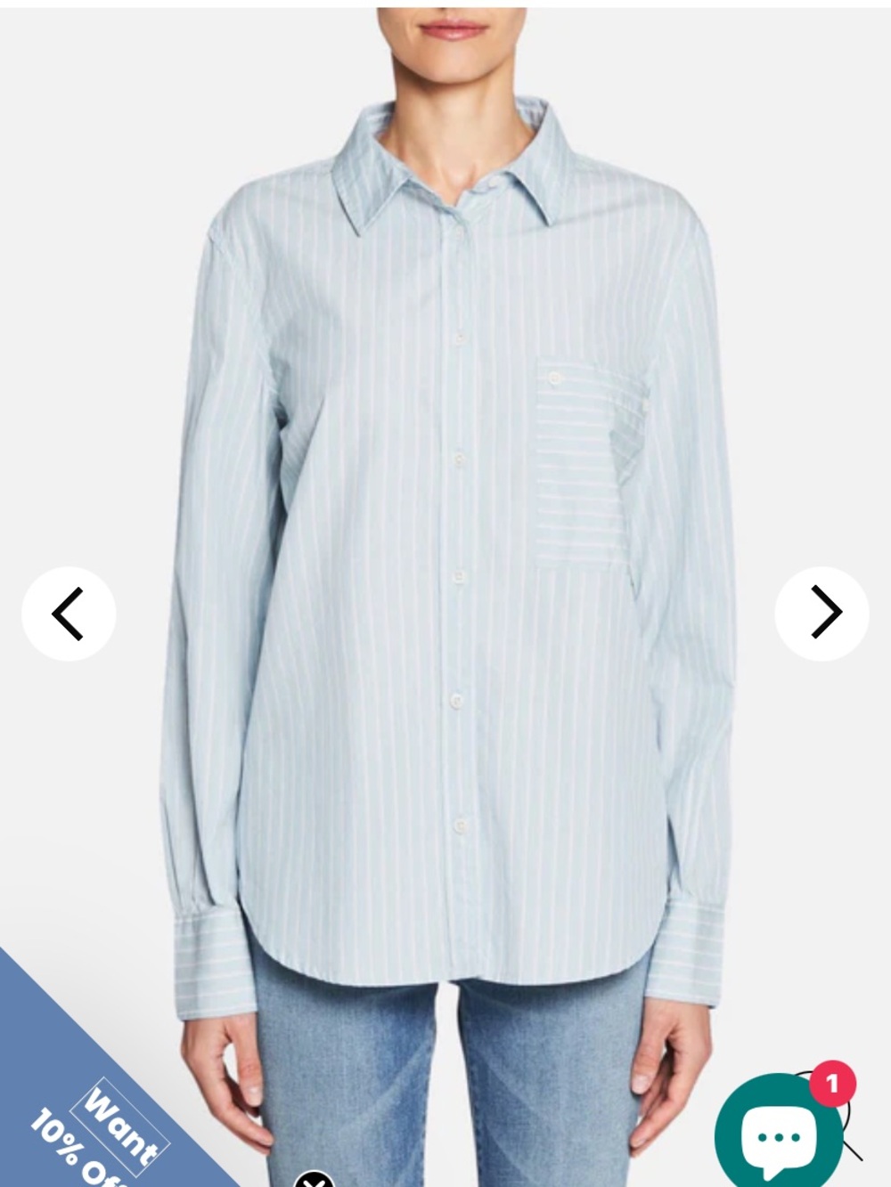 Frame Denim Women's Light Blue Stripe poplin Button-Down Shirt - Relaxed Fit